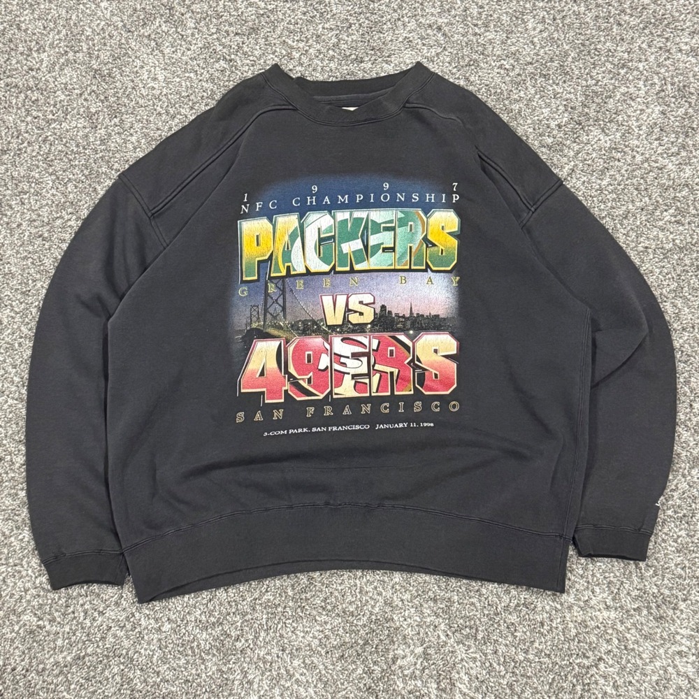 Vintage Starter 1997 NFC Championship Packers vs 49ers Sweatshirt Black Mens XL